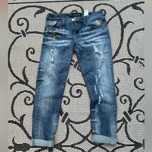 Baby phat blue jeans with gold chains